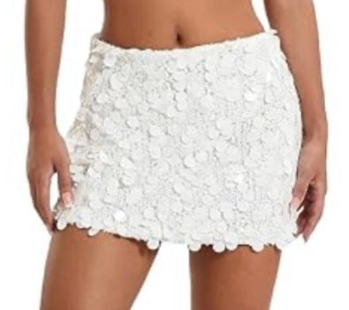white sequin skirt